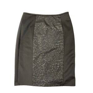 Calvin Klein Animal Print Black Pencil Skirt Sz 6 Lined Zipper Hook And Eye Midi